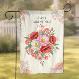 Anemone Poppy Floral Bouquet Happy Valentine's Day - Valentine's Day Celebration Gift Garden Flag