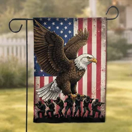 Bald Eagle American Flag Military - Patriotic Home Decor Gift for Veterans Garden Flag