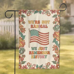 We Remember History 1970s Floral American Flag - Patriot Home Decor Gift Garden Flag
