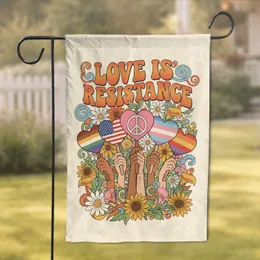 Love Is Resistance Diverse Hands Pride & Peace Heart Signs - Activism Home Decor Gift Garden Flag