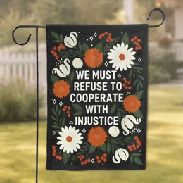 Injustice Quote Floral Botanicals - Activism Home Decor Gift for Social Justice Garden Flag