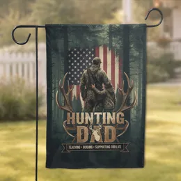 Hunting Dad Father Son Embrace American Flag - Father's Day Gift For Hunters Garden Flag