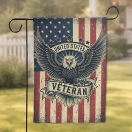 Distressed Bald Eagle American Flag Patriotic Home Decor for Veterans Garden Flag