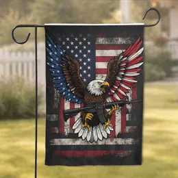 Bald Eagle Assault Rifle American Flag - Independence Day Home Decor Gift for Veterans Garden Flag