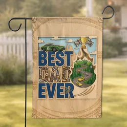 Best Dad Ever Racing Flame Diorama Trophy with Automotive Tools Father's Day Gift Garden Flag