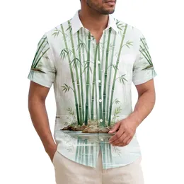 Dense Bamboo Forest Aqua Water Reflection Green Foliage - Nature Lover Gift Hawaiian Shirt
