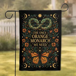 The Only Orange Monarch Butterfly Green Gold Snakes Home Decor Gift Garden Flag