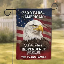 Bald Eagle American Flag 1776-2026 Independence Day 2026 Custom Family Name Garden Flag