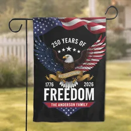 Bald Eagle American Flag We the People 1776-2026 - USA 250th Anniversary Independence Day Custom Family Name Garden Flag