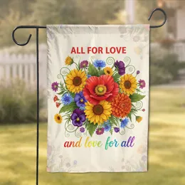 All For Love & Love For All Floral Red Poppy Bouquet - Romantic Gift Garden Flag