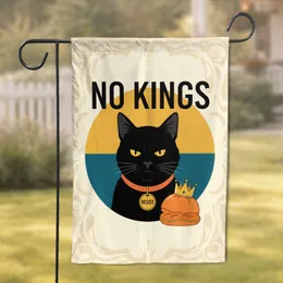 Black Cat RESIST NO KINGS Crown Orange Fruit - Activist Home Decor Garden Flag