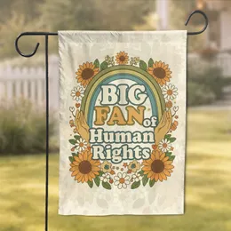 BIG FAN Human Rights Rainbow Hands Flowers - Advocacy Home Decor Gift Garden Flag