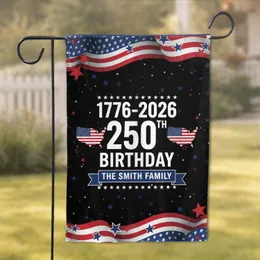 USA Map 250th Birthday Smith Family - Independence Day Commemorative Gift Custom Family Name Garden Flag