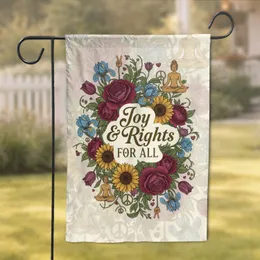 Joy & Rights FOR ALL Floral Meditating Figure - Peace Advocacy Home Decor Gift Garden Flag