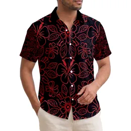 High Contrast Red Hibiscus Flowers Black Field Tropical Lifestyle Island Vacation Gift Hawaiian Shirt