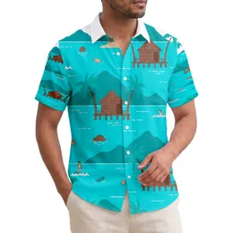 Surfers Swimmers Beach Huts Palm Trees - Tropical Lifestyle Gift for Beach Lovers Hawaiian Shirt