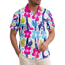Four-Petal Tropical Flowers Leaf Fronds Abstract Shapes - Summer Getaway Gift Hawaiian Shirt