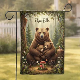 Grizzly Papa Bear Cubs Forest - Family Love Home Decor Gift for Dad Garden Flag