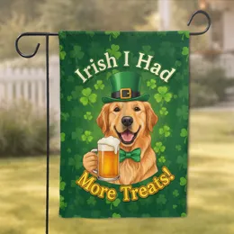 Golden Retriever Beer Mug Leprechaun Hat - St. Patrick's Day Golden Retriever Lover Gift Garden Flag