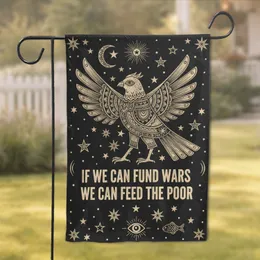 Folk Art Bird Sun Moon Star All Seeing Eye - Fund Wars Feed Poor - Home Decor Gift Garden Flag
