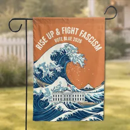 Ocean Wave White House Vote Blue 2026 Fight Fascism - Political Activism Decor Garden Flag