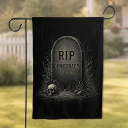 Tombstone RIP Democracy 1776-2024 - Political Statement Decor for History Buffs Garden Flag
