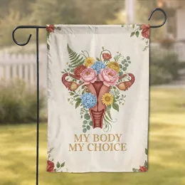 Uterus Floral Bloom My Body My Choice Empowerment Statement for Women Garden Flag