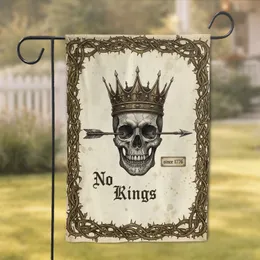 No Kings Gothic Skull Crown Arrow 1776 - USA 250th Anniversary Independence Day Garden Flag