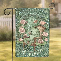 Frog Lollygaggin' Teacup Armchair Roses Lotus - Art Nouveau Home Decor Gift Garden Flag