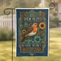 Radicalized By Basic Decency Songbird Sunflowers - Home Decor Gift Garden Flag