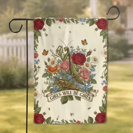 Praying Mantis Grasshopper Roses - Girls Will Be Girls Home Decor Gift for Her Garden Flag