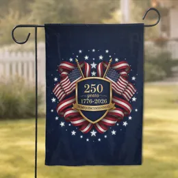 American Flag 1776-2026 Semiquincentennial Shield - USA 250th Anniversary Garden Flag