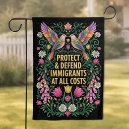 Protect Defend Immigrants Rights Mosaic Birds - Social Justice Activism Gift Garden Flag