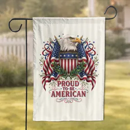 Bald Eagle American Flag Shield With 'Proud To Be American' Text - Independence Day Gift Garden Flag