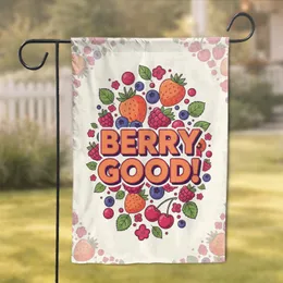 Berry Good! Strawberries Raspberries Cherries Blueberries - Home Decor Gift Garden Flag