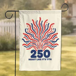 Resist Like It's 1776 Red Blue Wavy Lines 250th Anniversary Freedom Celebration Garden Flag