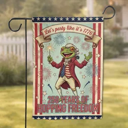 Patriotic Frog 1776 Celebration - USA 250 Years Freedom Garden Flag
