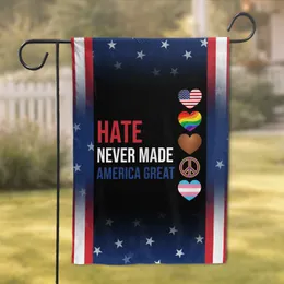 America Great Text Inclusive Hearts Stars Stripes - Unity Home Decor Gift Garden Flag