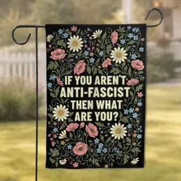 Anti-Fascist Quote Vintage Floral - Activist Home Decor Gift Garden Flag
