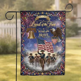 Minutemen Bald Eagle Liberty Bell American Flag - USA 250th Anniversary Independence Day Garden Flag