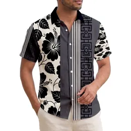Black Hibiscus Floral Tribal Geometric - Tropical Home Decor Gift for Island Lover Hawaiian Shirt