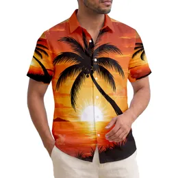 Black Palm Tree Sunset Ocean Hibiscus Flowers - Coastal Home Decor Gift Hawaiian Shirt