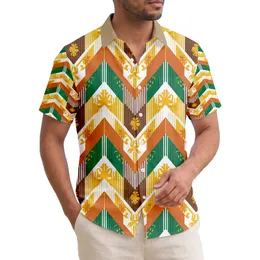 Stacked Chevron Blocks Woven Fiber - Tropical Lifestyle Gift Hawaiian Shirt