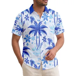 Bold Palm Trees Fan Fronds Ocean Wave Brushstrokes - Island Vacation Travel Gift Hawaiian Shirt