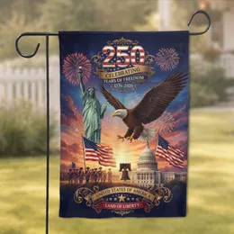 250 Years of Freedom Statue of Liberty Bald Eagle - 1776-2026 USA Anniversary Garden Flag