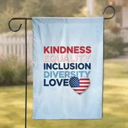 American Flag Heart Kindness Equality Inclusion Diversity Love - Unity Home Decor Gift Garden Flag
