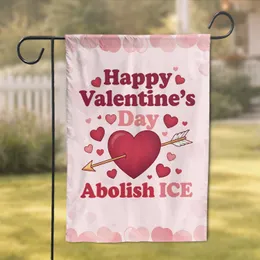 Cupid Arrow Heart Happy Valentine's Day Abolish ICE - Valentine's Day Gift Garden Flag