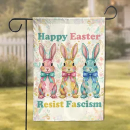 Easter Bunnies Resist Fascism - Spring Holiday Political Statement Gift Garden Flag