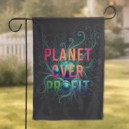 Planet Over Profit Globe - Environmental Advocacy Home Decor for Activists Garden Flag
