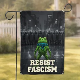 Resist Fascism Frog Mascot & Riot Police Standoff - Social Justice Activism Decor Garden Flag